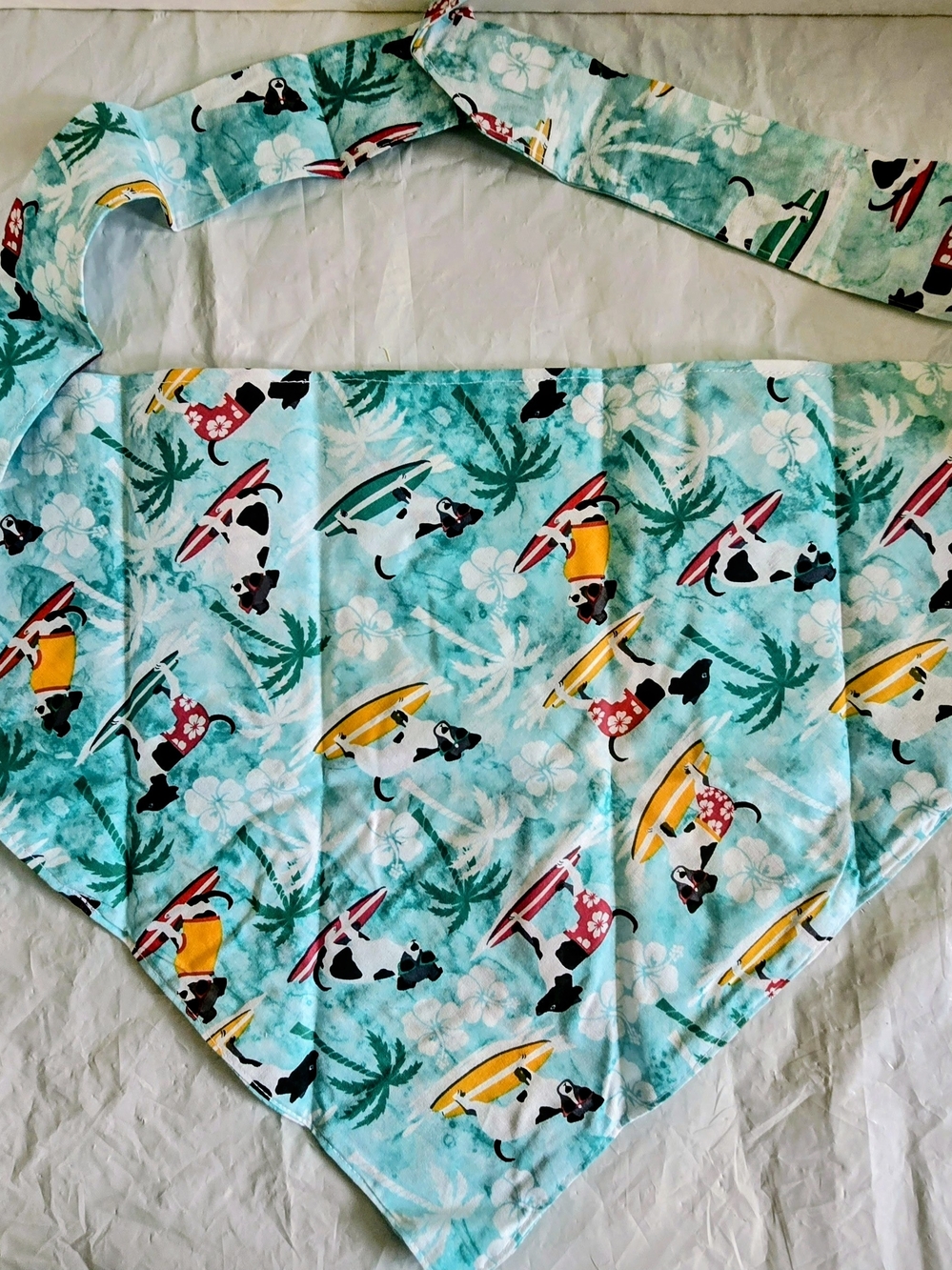 Dog Bandana Collar  in Teal Surf Print New X Large More Sizes Available New Hand